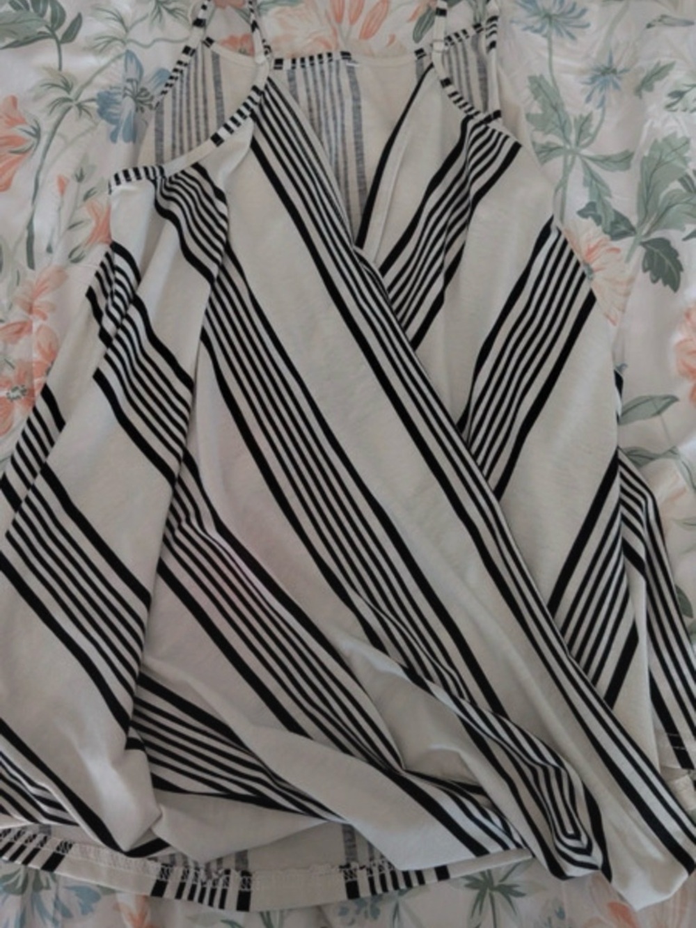 XXL Dressy Striped Black and White Women’s Tank Top with Adjustable Straps.